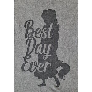 Superluxe Tangled Best Day Ever Gray Scoop Neck Tee Size S